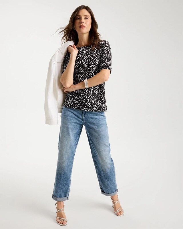 Printed Pima Elbow Sleeve Tee - image 2